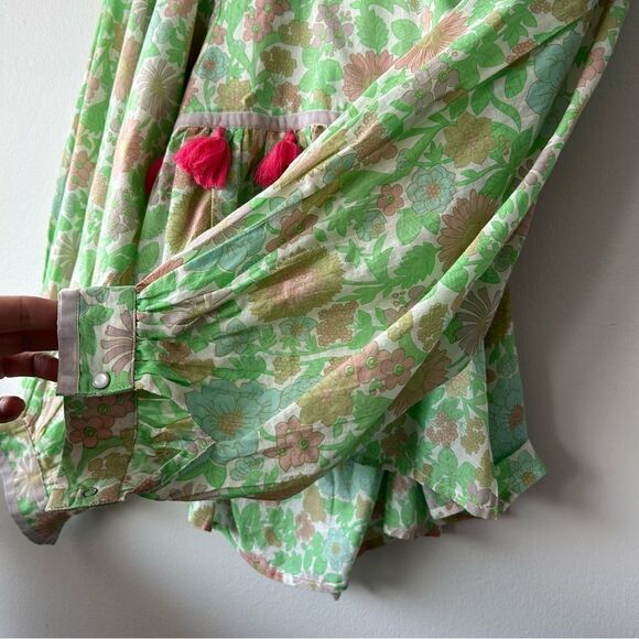 Manoush Boho Floral Green and Pink Women's Top - Picture 2 of 14